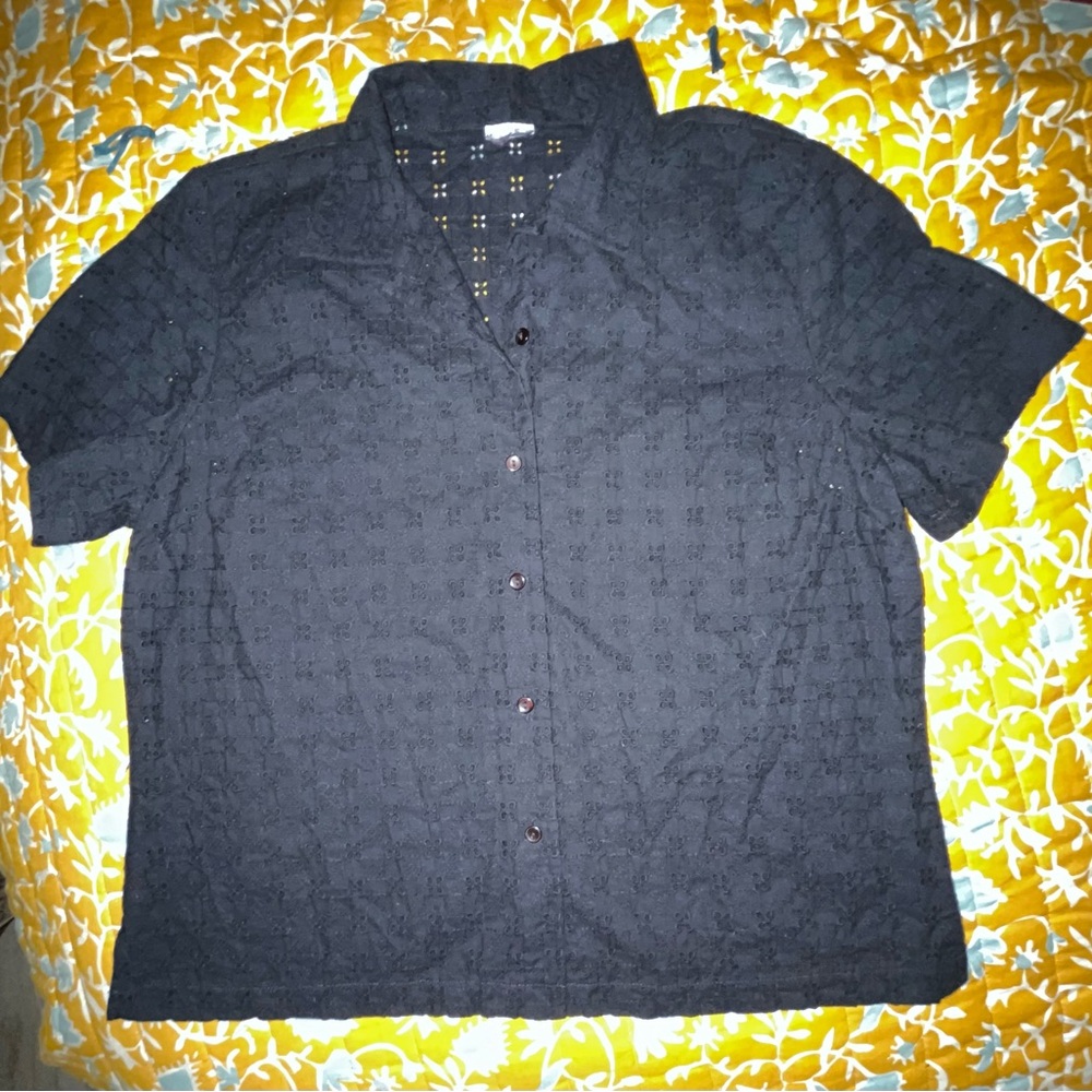 Women’s black eyelet top